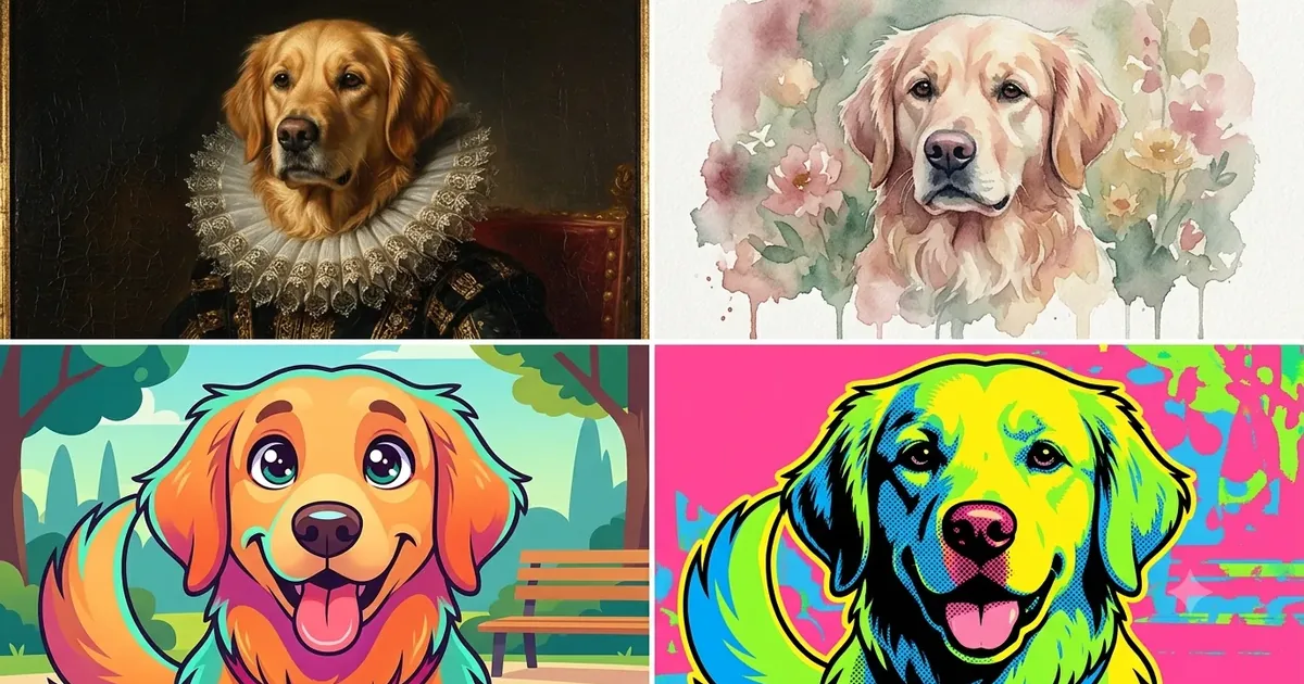 AI Dog Portrait Styles Explained, Side by Side