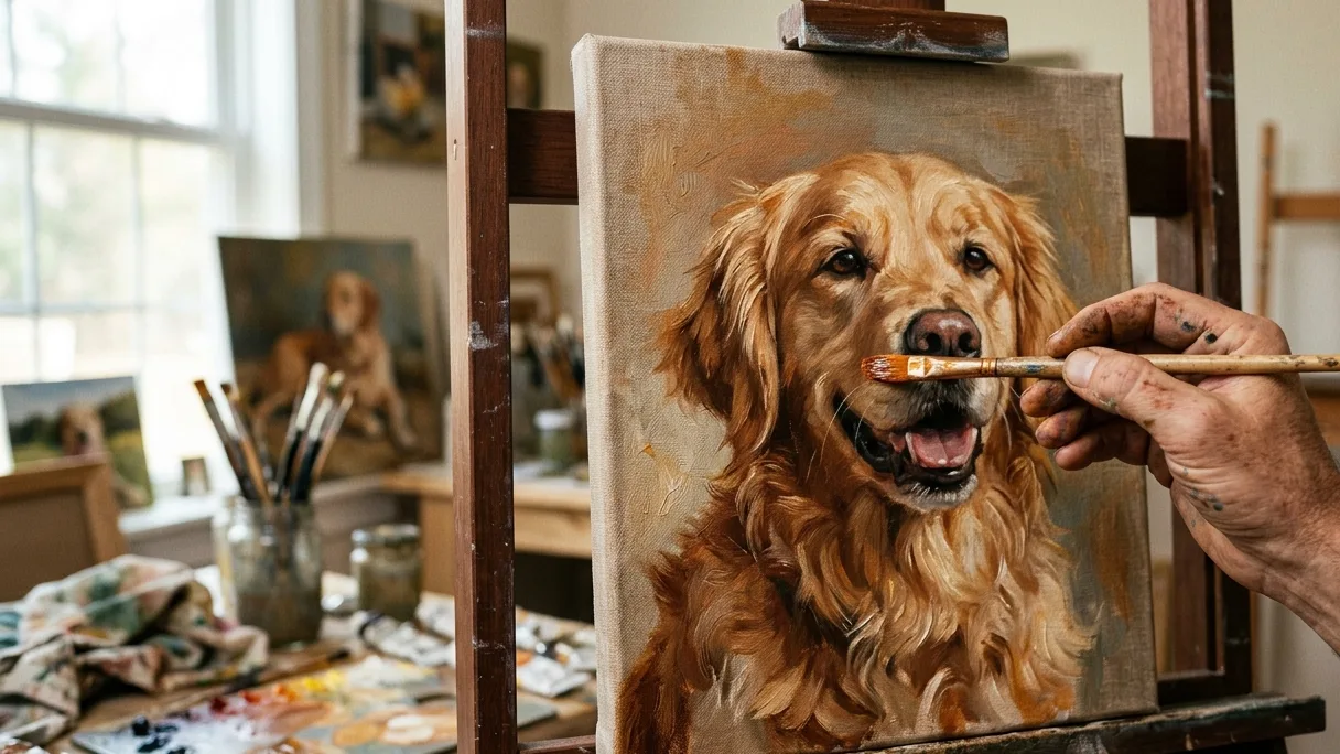 AI Dog Portrait vs Hand-Painted Commission