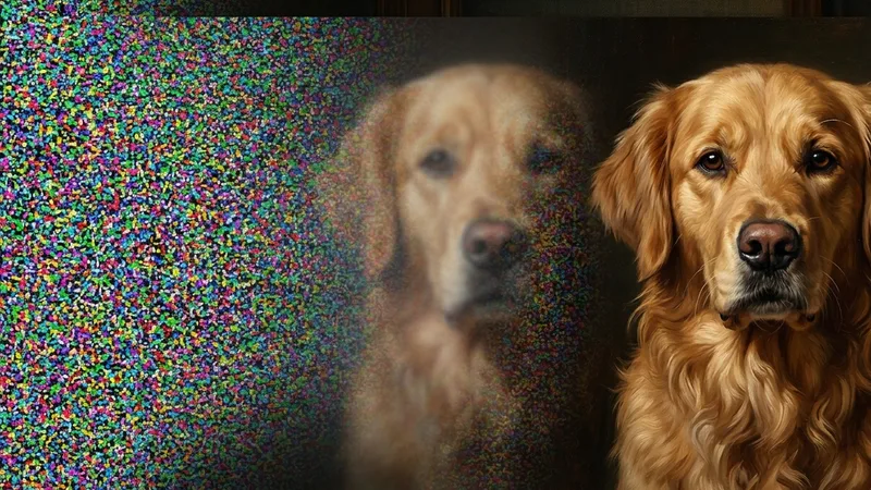 AI diffusion noise to dog portrait