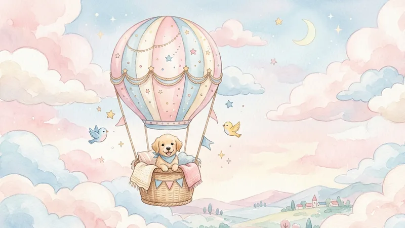 Cute watercolor dog art for a nursery