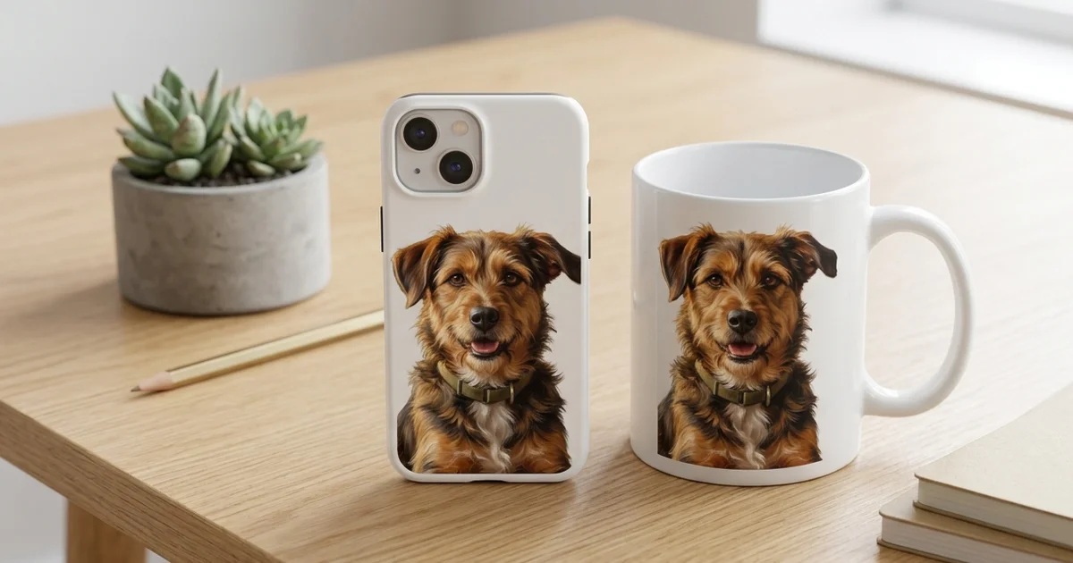 Custom Dog Portrait Phone Cases & Mugs