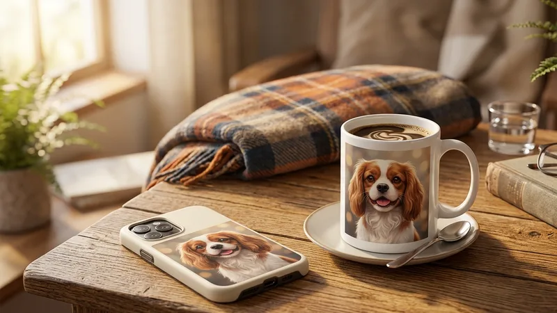 Custom dog portrait mug and phone case