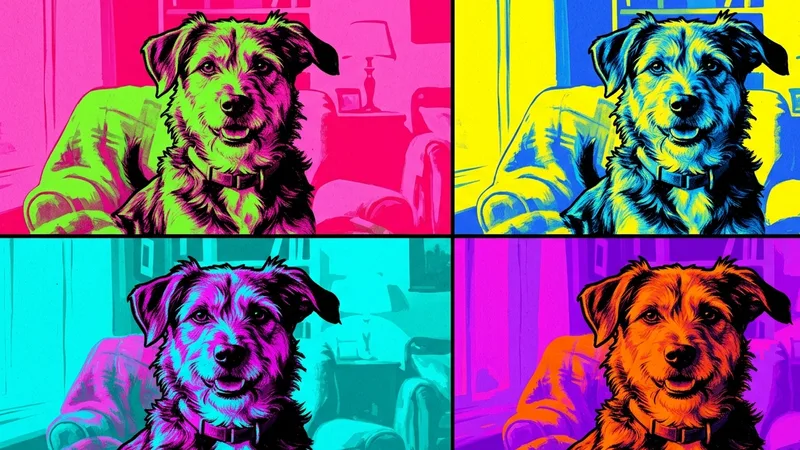 Pop art dog portrait grid