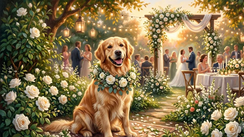 Elegant black-tie wedding dog portrait
